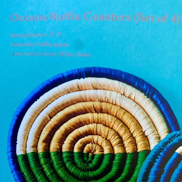 🆕 Uganda Oceana Raffia Coasters - set of 4 - Picture 4 of 7